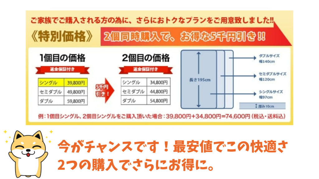 モットンの最安値、２個同時購入